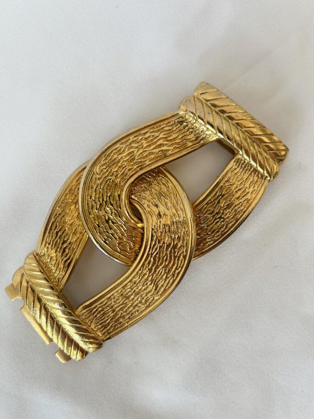 Chunky Vintage Gold Tone BELT BUCKLE Puzzle Design Signed GUTOS West Germany
